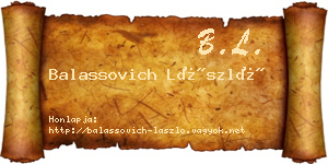 Balassovich László névjegykártya